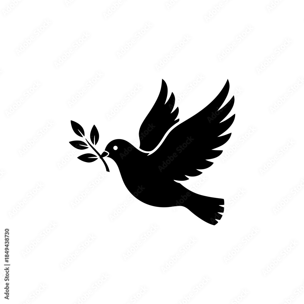 Obraz premium Dove holding an olive branch vector illustration