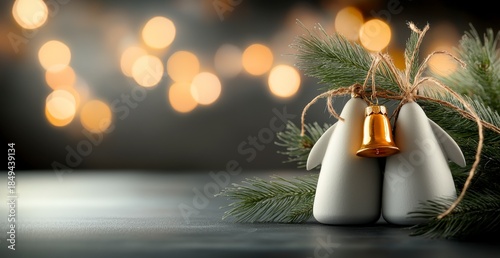 Decorative Holiday Arrangement with Bells and Evergreen Foliage for Festive Celebrations and Seasonal Decor