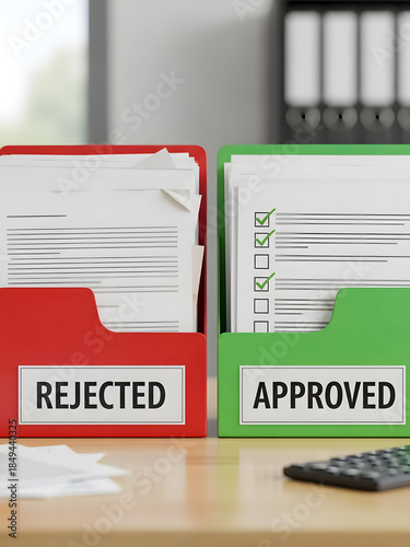 Rejected vs approved documents in office folders
