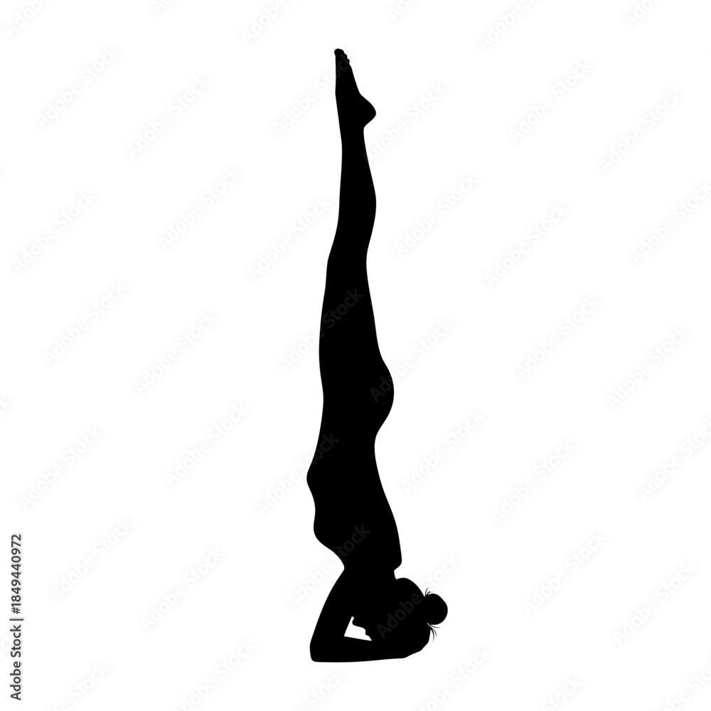 Fototapeta premium Neutral standing yoga posture silhouette vector illustration