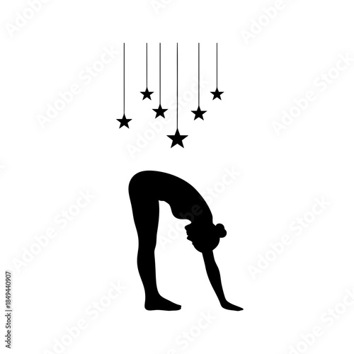 Tree pose raised arms yoga silhouette profile vector illustration