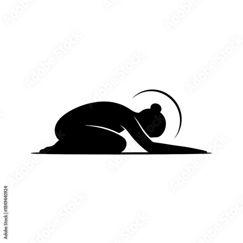 Supported shoulder stand yoga pose silhouette vector illustration