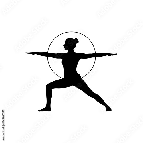 Seated chair yoga stretch silhouette side view vector illustration