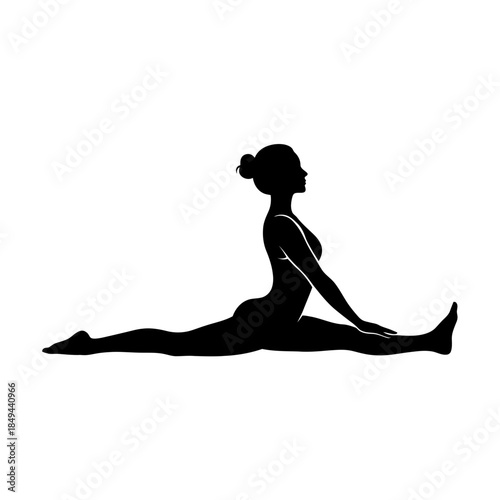 Seated forward fold yoga pose silhouette grab feet vector illustration