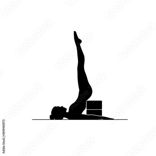 Resting child pose yoga silhouette halo arc vector illustration
