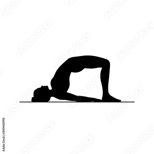 Levitating lotus yoga pose silhouette circle frame vector illustration