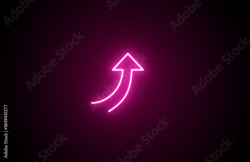 Neon glowing growth sign icon symbol. Neon Business graph chart icon on black background. growth concept neon line moving. Growth finance graph chart. Pink color 3d business, finance icon.