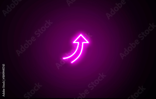 Neon glowing growth sign icon symbol. Neon Business graph chart icon on black background. growth concept neon line moving. Growth finance graph chart. Pink color 3d business, finance icon.
