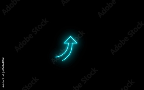 Neon glowing growth sign icon symbol. Neon Business graph chart icon on black background. growth concept neon line moving. Growth finance graph chart. Pink color 3d business, finance icon.