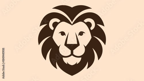 Friendly Flat Lion Mascot Logo, Modern Brown and Beige Lion Head Vector, Professional Animal Icon for School or Community Branding