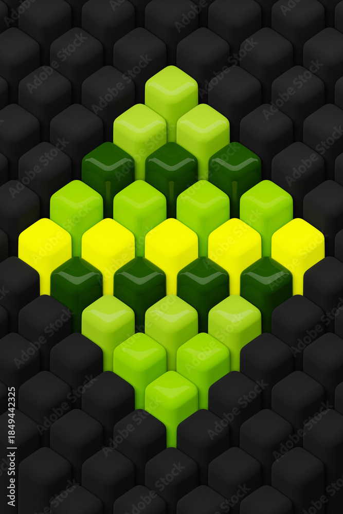 Obraz premium 3d illustration of colorful set of shapes on monocrome background, pattern. Geometry background
