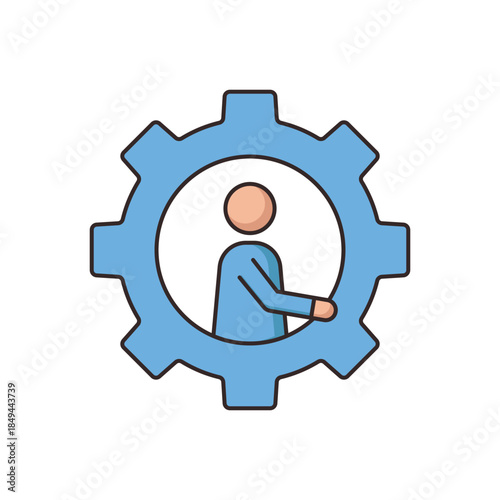 Businessman adjusting big gear for business process and system optimization