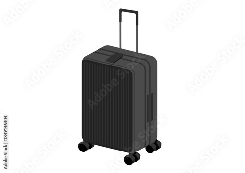 旅行やビジネス出張用の黒いキャリーケースのイラスト / Black carry-on suitcase illustration for travel and business trip