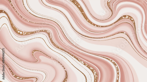 Soft abstract marble textured background with wavy patterns and golden accents in a modern design