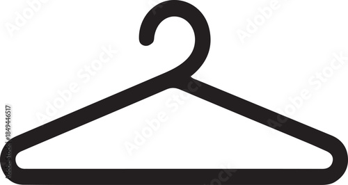 Black Wire Hanger with Hook on White Background clothing
