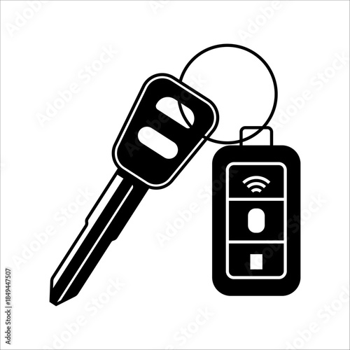 Car padlock icon isolated on a transparent background. Automotive services. Electronic car keys and alarm systems. Car padlock security key.