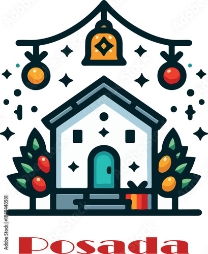  spanish christmas posada logo vector white background