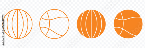 Basketball icon set. Minimalist sports design for creative projects. Basketball vector illustration for sports design and game assets with various styles. eps 10