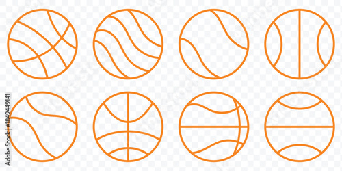 Basketball icon set. Minimalist sports design for creative projects. Basketball vector illustration for sports design and game assets with various styles. eps 10
