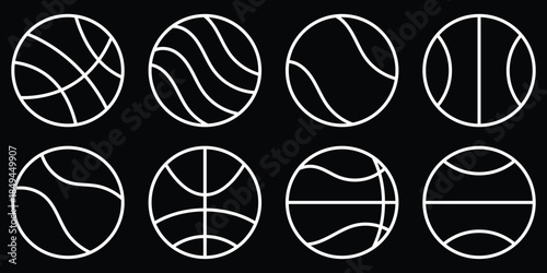 Basketball icon set. Minimalist sports design for creative projects. Basketball vector illustration for sports design and game assets with various styles. eps 10