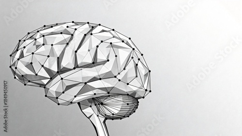Fototapeta Naklejka Na Ścianę i Meble -  Geometric brain model on gray background