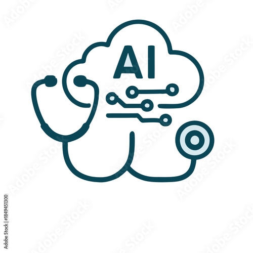 Icon "AI-Assisted Diagnosis" - A stethoscope whose earpiece is connected to an AI cloud analyzing data.
