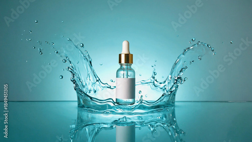 mockup of blank label dropper bottle floating illustration.ai 