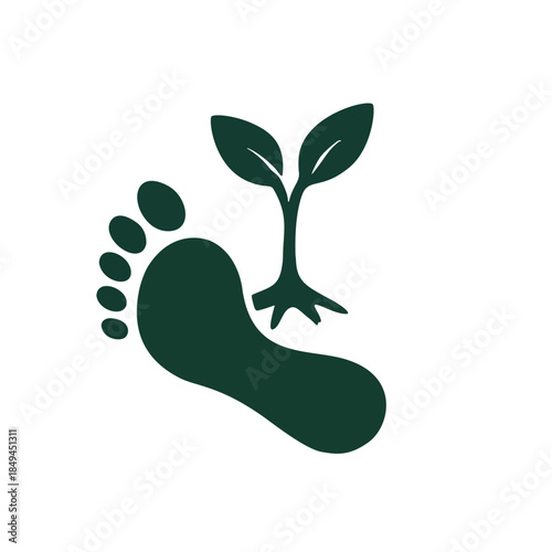 Icon "Carbon Offsetting" - A carbon footprint being offset by a tree growing on top of it.
