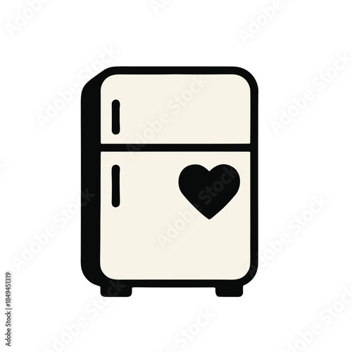 Icon "Community Fridge": A refrigerator with a heart as its handle.