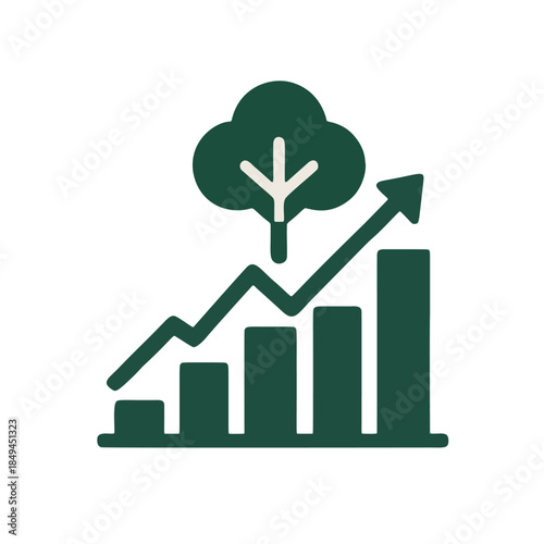 Icon "ESG Investing": A stock chart trending upward, forming the shape of a tree.