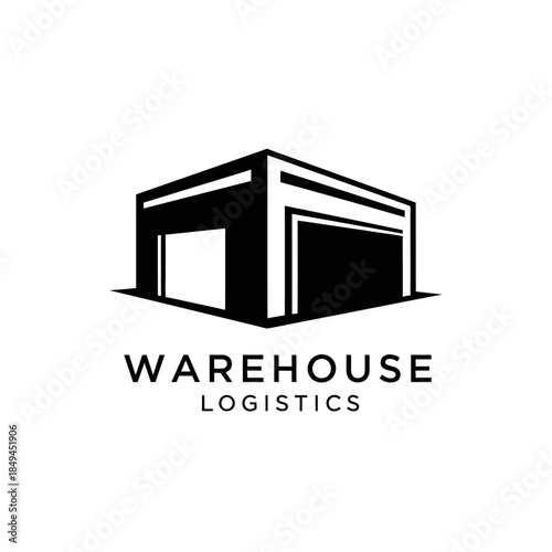 Modern minimalist warehouse logistics building logo design.