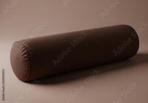Minimalist interior element a cylindrical bolster cushion in brown color