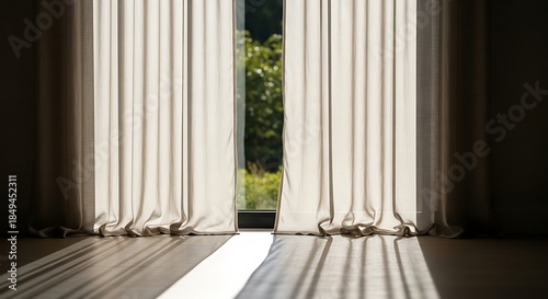 Sunlight Through Curtains Creates an Atmosphere of Tranquility and Peace