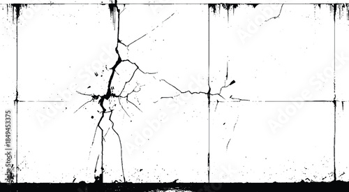 Black and White Cracked Grunge Wall Overlay Texture