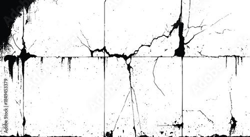 Black and White Cracked Grunge Wall Overlay Texture