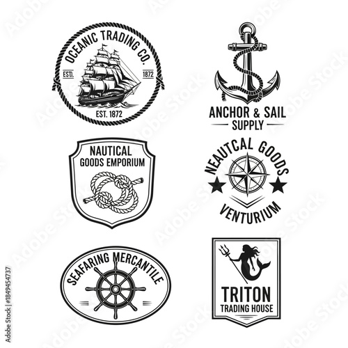 Nautical Logos and Emblems Collection for Maritime Businesses.