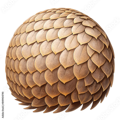 Beautifully pangolin scale patterns, showcasing warm brown color with transparent background