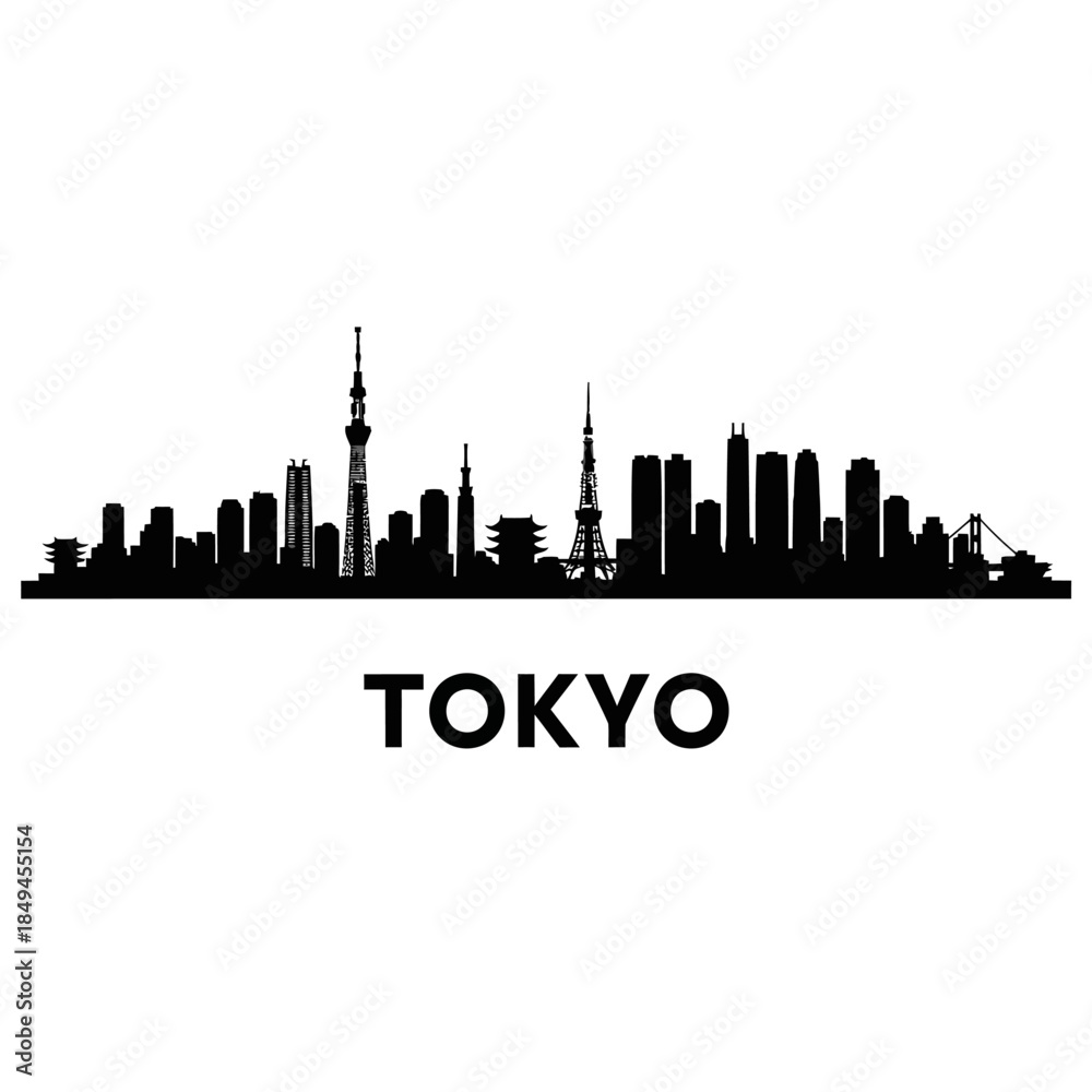 Fototapeta premium Tokyo Skyline Silhouette - A Modern Metropolis.
