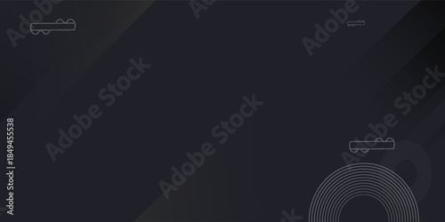 Geometric decorative background in Asian style for web, app, landing. Modern dynamic editable abstract geo different shapes such gold lines, semicircle in random order. Minimalist dark wallpaper.