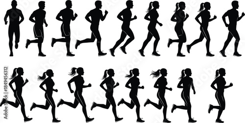 running, jogging, athlete, fitness, sport, exercise, runner, training, motion, marathon, silhouette, workout, health, speed, activity