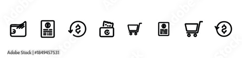 Set of finance and money line icons. business, shopping cart, wallet, money, currency exchange