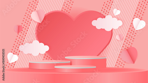 valentine pink podium love background