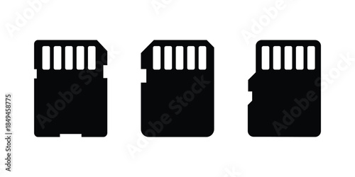 black minimalist silhouette memory card icon