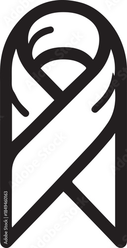 Black vector illustration of an email symbol and address icon in artistic calligraphy style