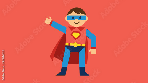 Cartoon superhero character giving a thumbs up gesture of approval and positivity, vibrant illustration