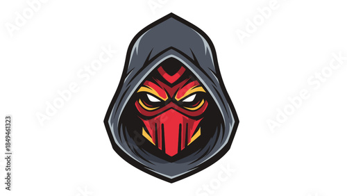 Assassin's Masked Face With Red and Yellow Accents, Character Design