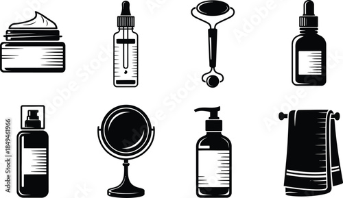 Collection of Black and White for Skincare and Beauty Products