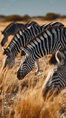 “Wild Zebras Grazing in South African National Park – Wildlife Safari Photography”
