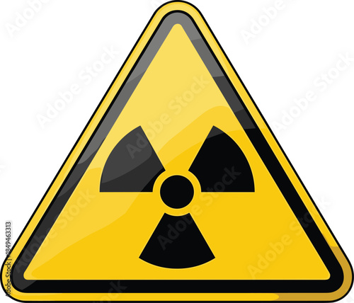 Yellow Triangular Warning Sign of Radiation Hazard Symbol, Representing Radioactivity, Danger, Toxic Materials, and Nuclear Energy Risk