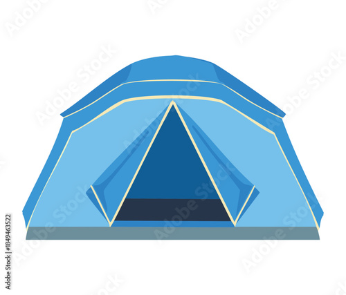Light blue outdoor camping tent for mountain hiking and family travel adventure gear vector illustration graphic